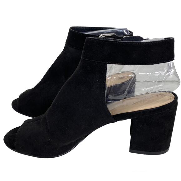 Nine West Jomei Sandals Open Toe High Heel Black Faux Suede Womens 9M - Picture 4 of 11